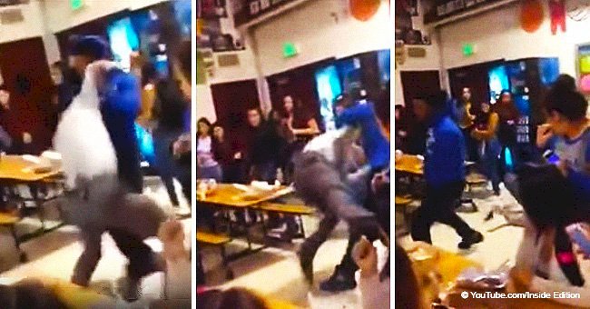 Principal trying to stop a fight in high school is body slammed by a teenager