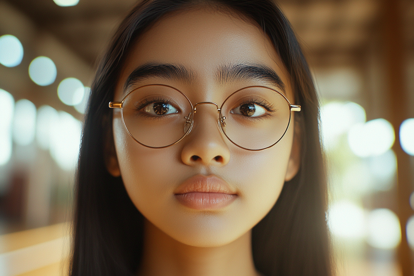 A young girl looking straight ahead | Source: Midjourney