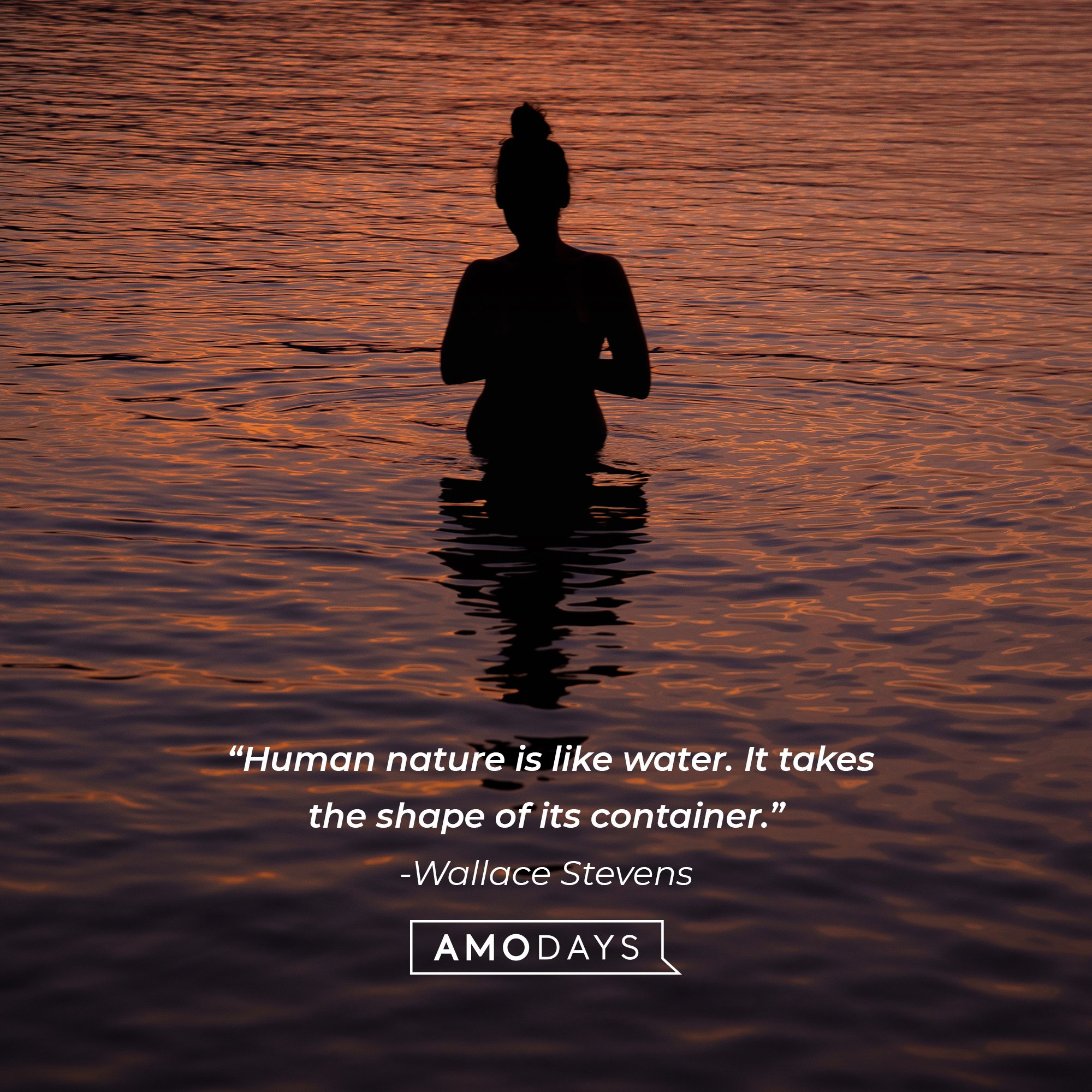 Wallace Steven’s quote: “Human nature is like water. It takes the shape of its container.” | Image: AmoDays