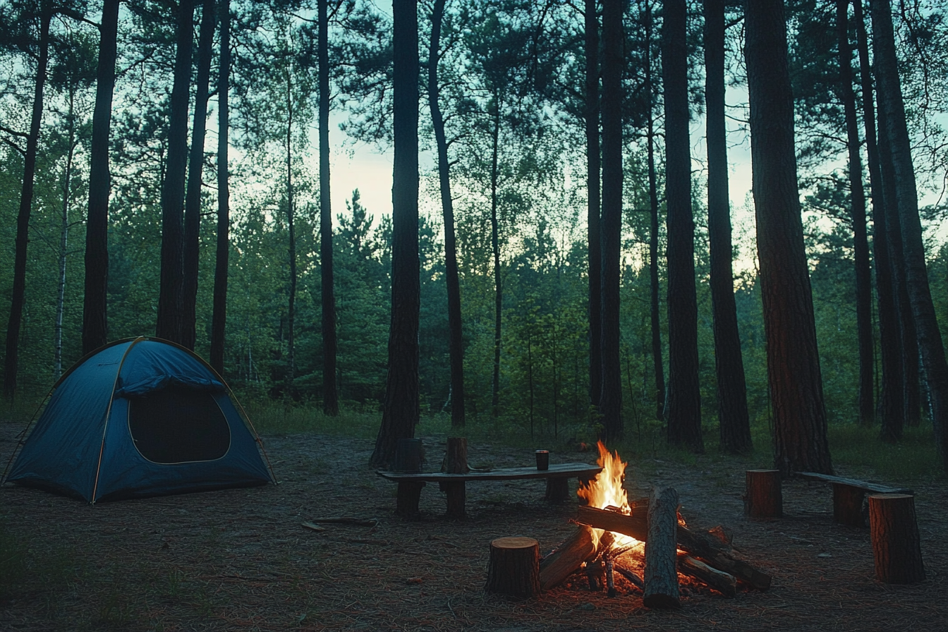 A camp site in the woods | Source: Midjourney