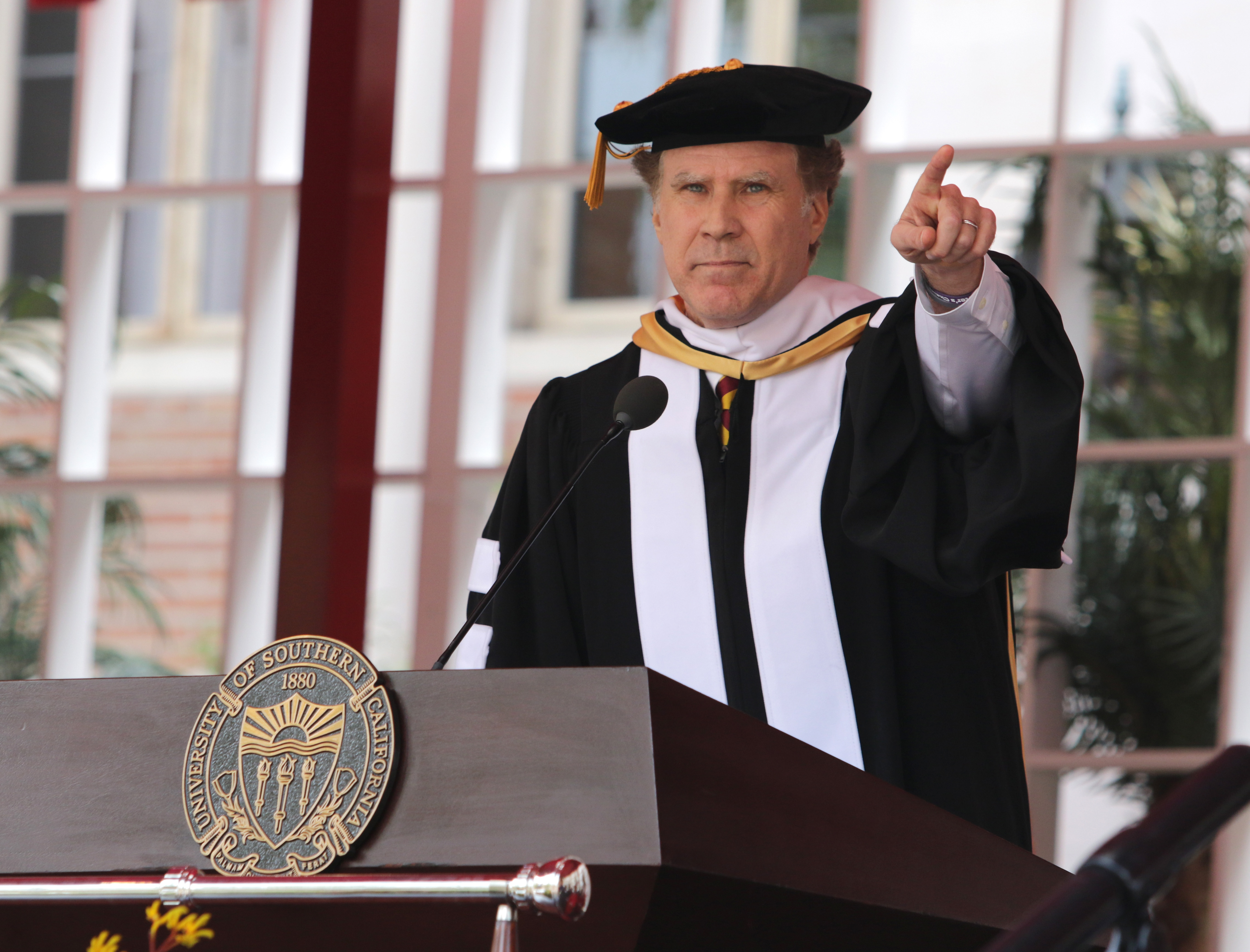 Will Ferrell delivers the commencement speech during the University Of Southern California 134th Commencement Ceremonies in Los Angeles, California, on May 12, 2017. | Source: Getty Images