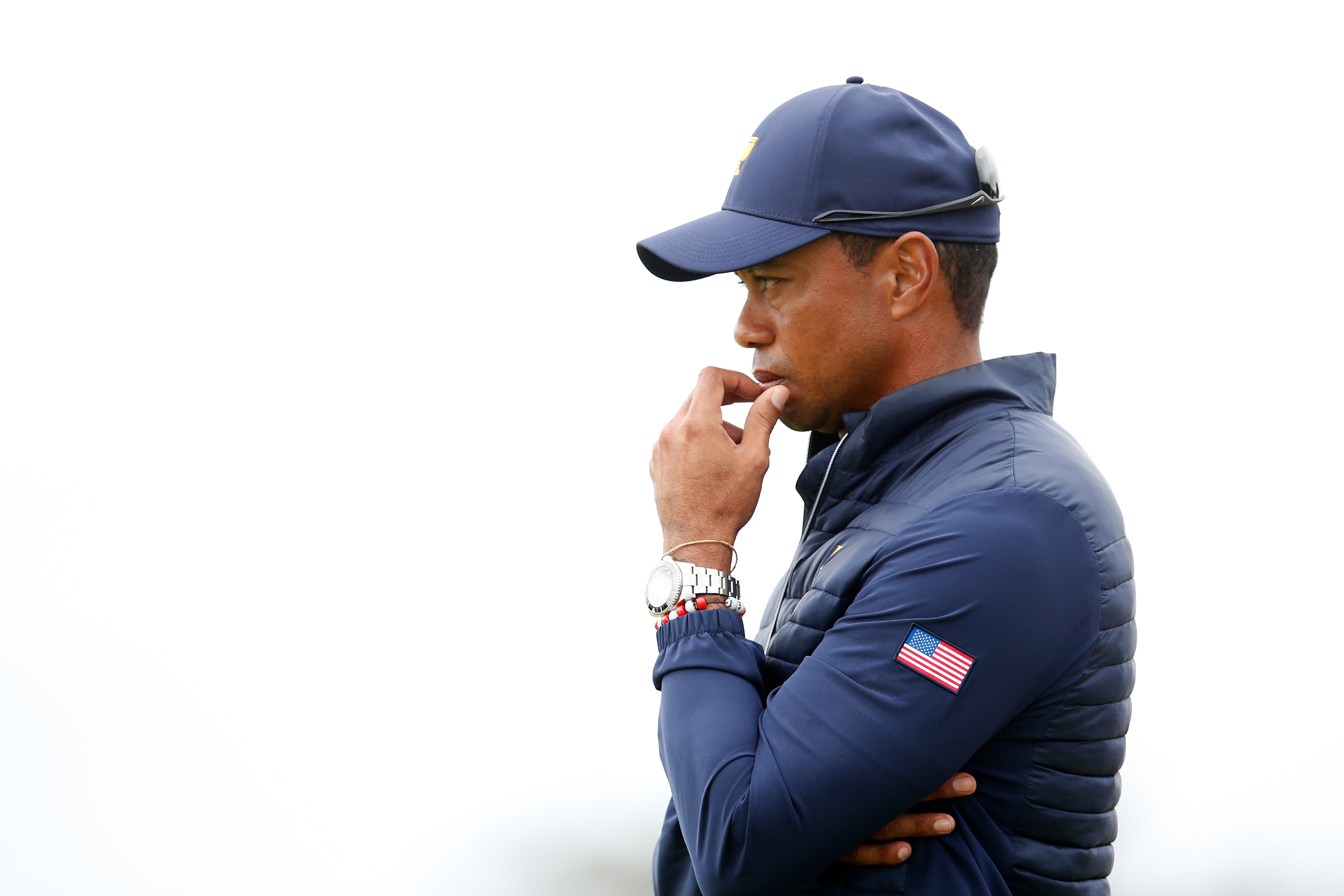 Tiger Woods during Saturday afternoon foursomes matches on day three of the 2019 Presidents Cup at Royal Melbourne Golf Course on December 14, 2019 in Melbourne, Australia. | Source: Getty Images