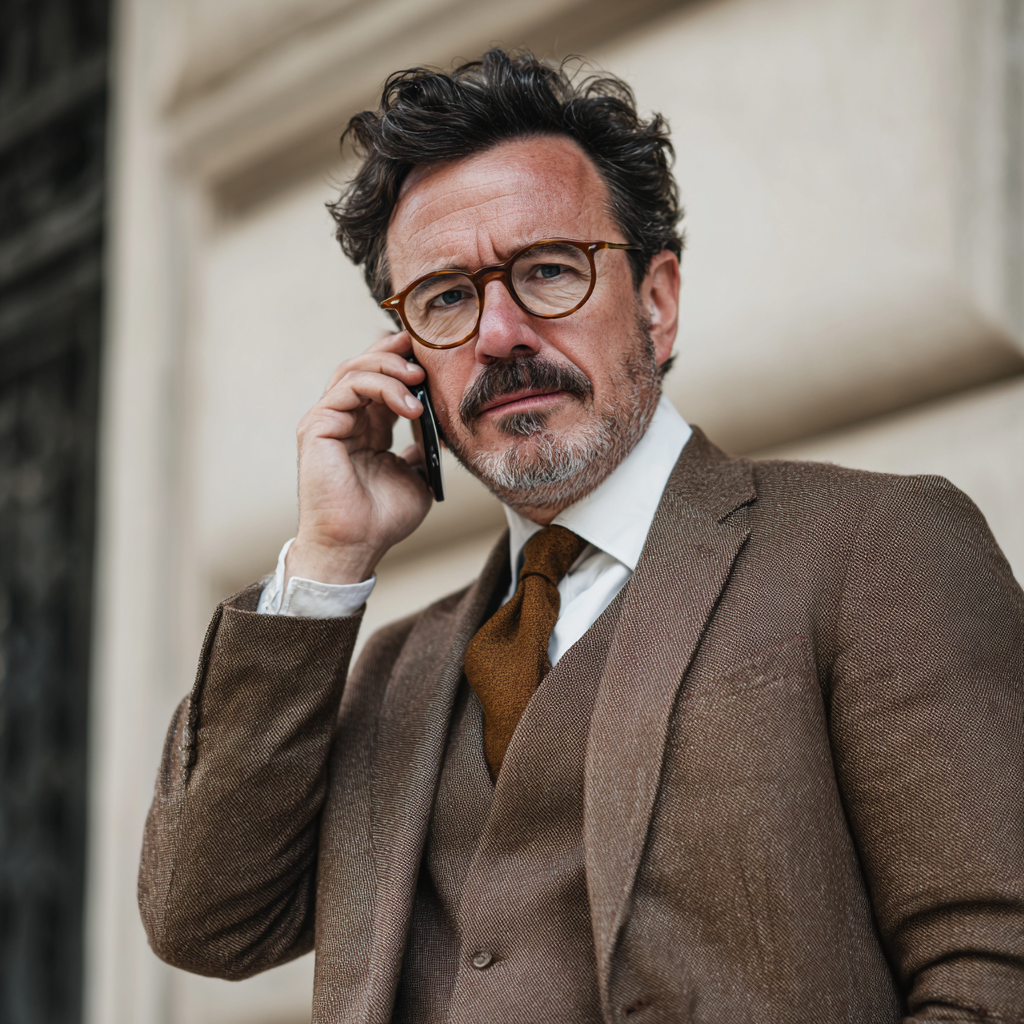 A lawyer talking on a phone | Source: Midjourney