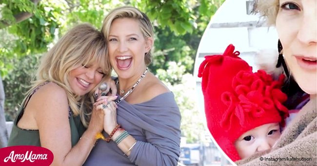 Kate Hudson's newborn gives the sweetest wink to the camera during family Christmas walk