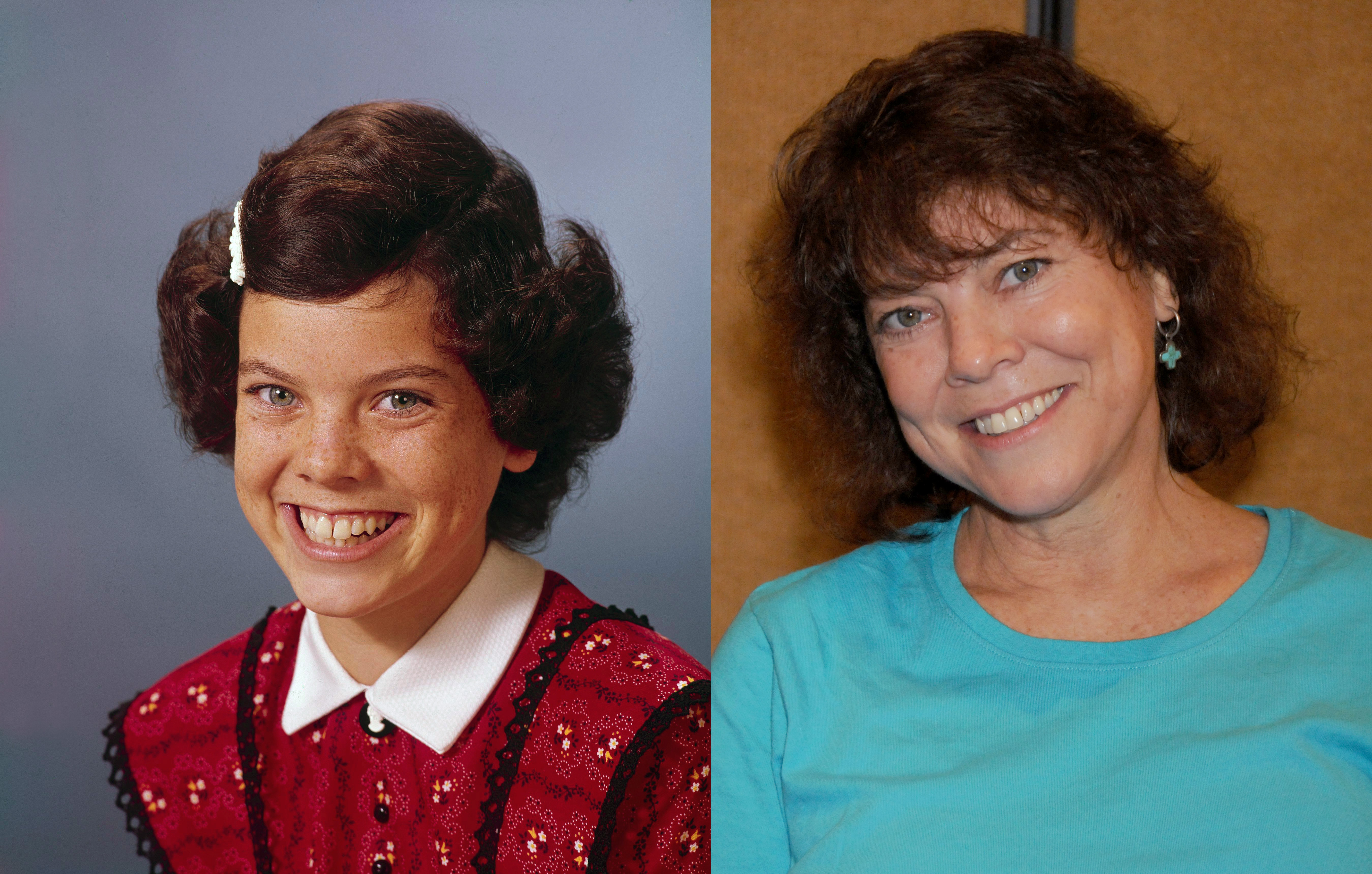 Erin Moran as Joanie Cunningham in "Happy Days." | Erin Moran pictured at The Hollywood Collectors & Celebrities Show held at the Burbank Airport Marriott Hotel & Convention Center in July 2009. | Source: Getty Images