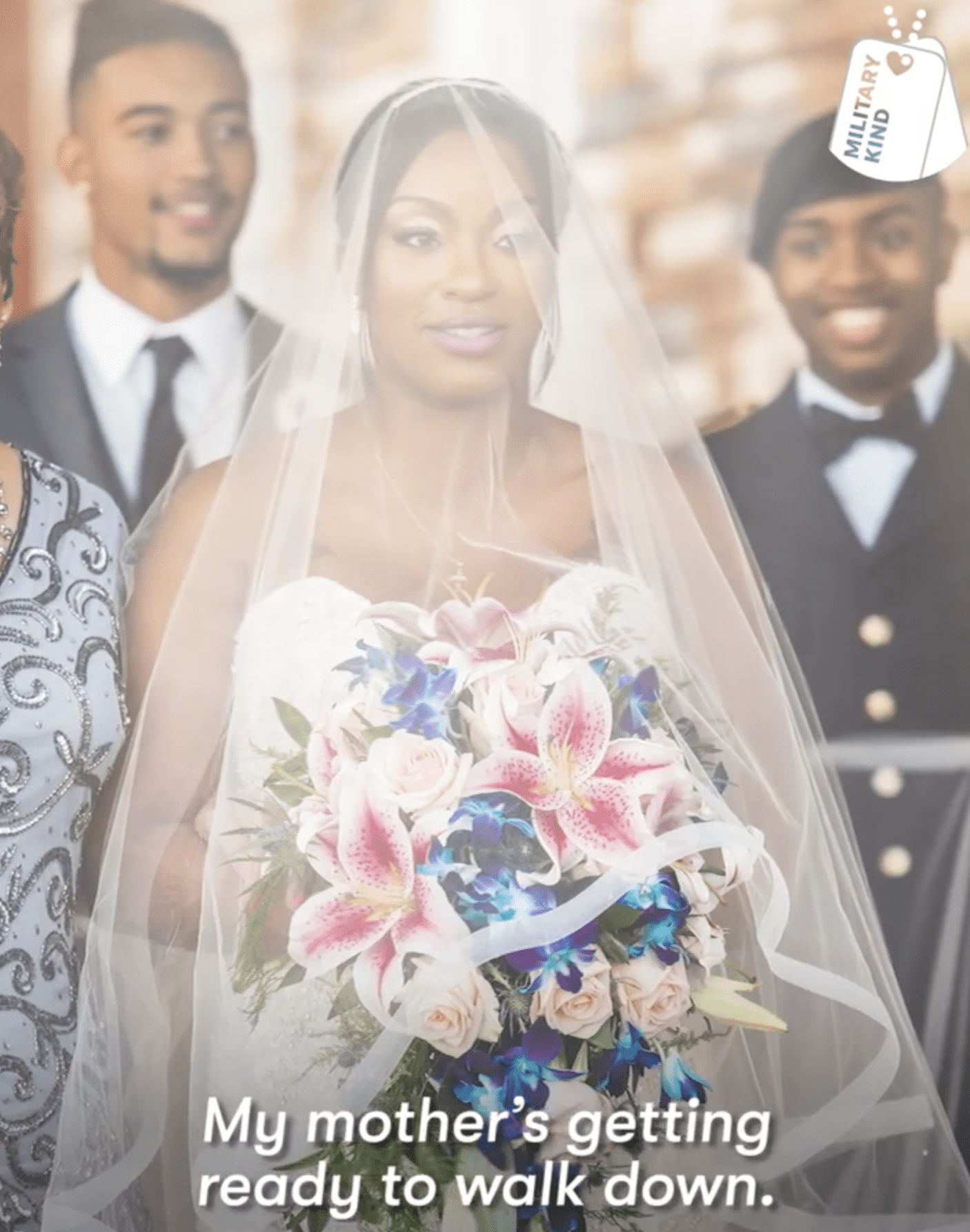Tamara Twiner on her wedding day, unaware that her son, Zaykeese Riley, was standing behind her.  |  Photo: facebook.com/lsjnews/video
