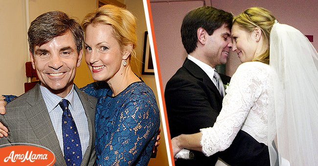 Photo of couple George Stephanopoulos and his wife Ali Wentworth at an event. [Left] | Photo of couple George Stephanopoulos and his wife Ali Wentworth on their wedding day. [Right] | Photo: Getty Images