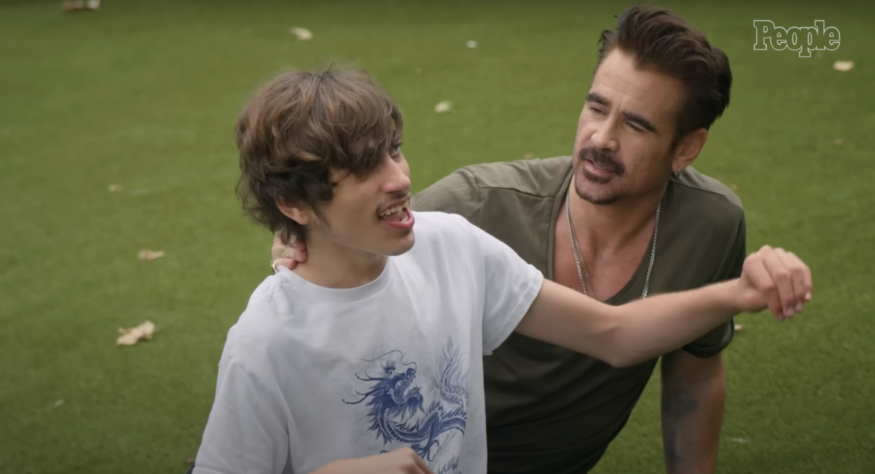 Colin Farrell with his son James Padraig Farrell, as seen in a video shared on August 7, 2024 | Source: YouTube/People