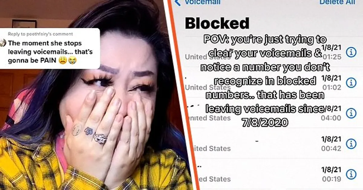 TikToker Waifoodd.png crying with overlay text [left]; A list of blocked numbers with overlay text [right]. │Source: tiktok.com/@waifoodd.pngi