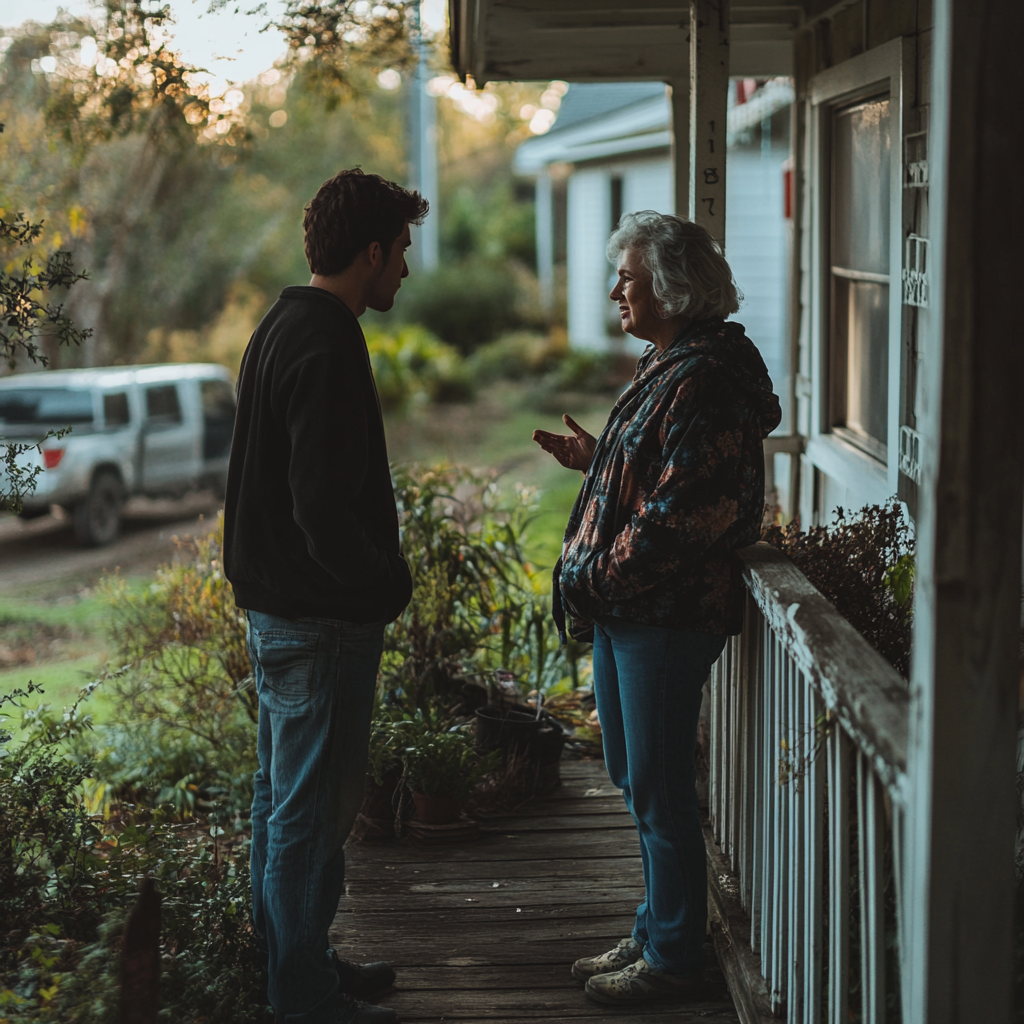 A man talking to a middle-aged woman | Source: Midjourney