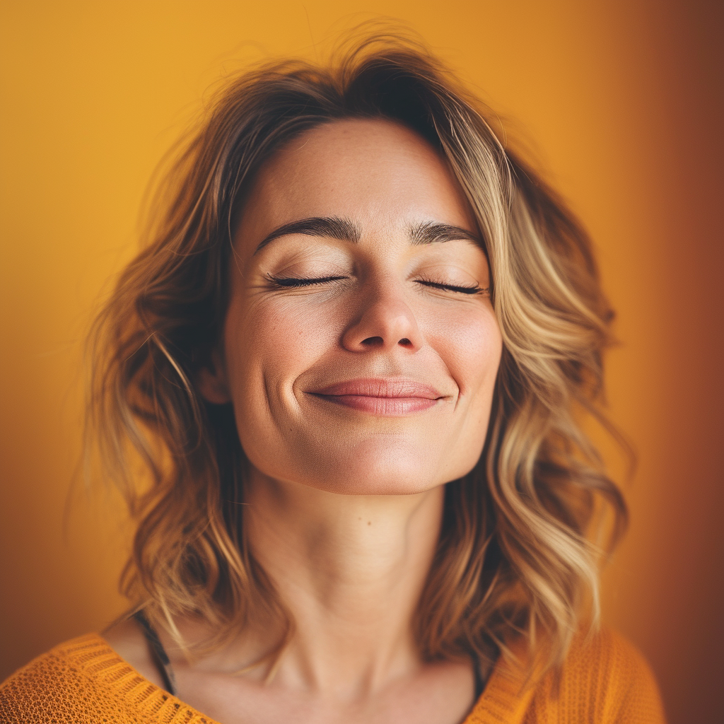 A woman smiling in relief | Source: Midjourney