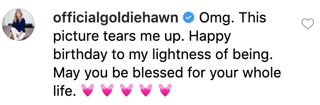 Goldie Hawn's comment on Oliver Hudson's post. | Source: Instagram/theoliverhudson