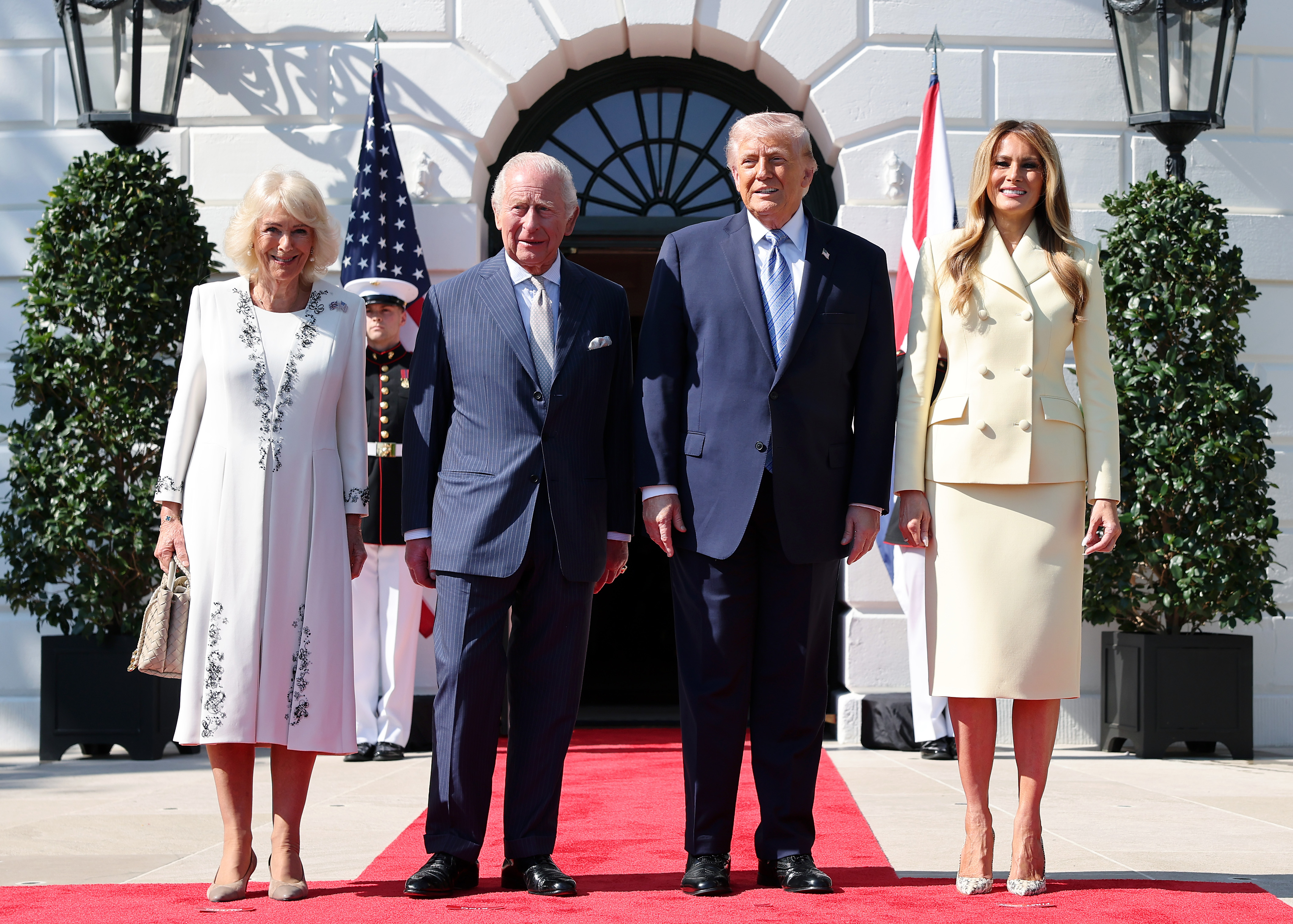 U.S. President Donald Trump and First Lady Melania Trump on day one of the State Visit of King Charles III and Queen Camilla to the United States of America, on April 27, 2026 | Source: Getty Images