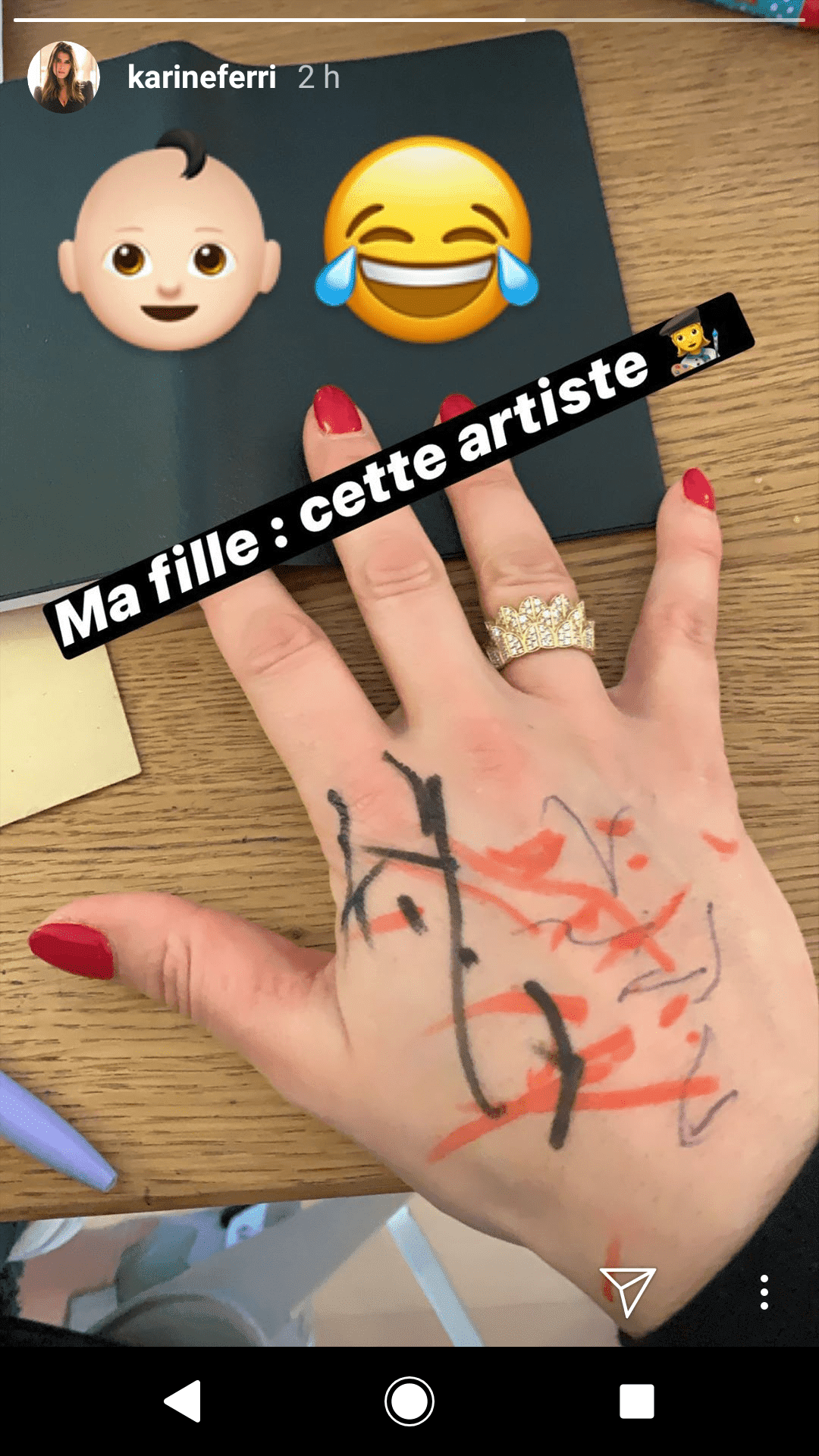 Capture d'écran de la story Instagram de Karine Ferry | karineferri - Instagram