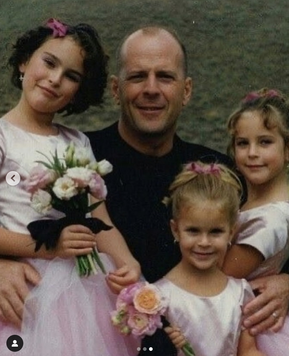 Bruce Willis with his daughters, Rumer, Tallulah, and Scout LaRue, as seen in a post dated March 19, 2024 | Source: Instagram/demimoore