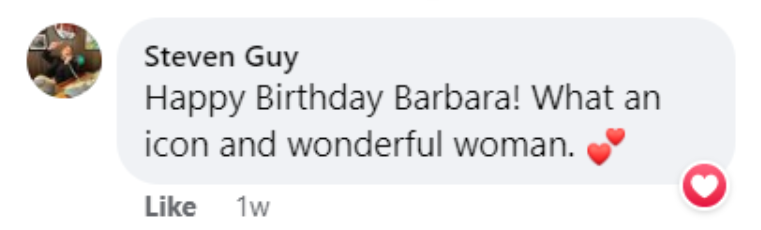 A fan's comment on Ann Hampton Callaway's Facebook post celebrating Barbara Feldon's 90th birthday on March 12, 2023 | Source: Facebook/Ann Hampton Callaway