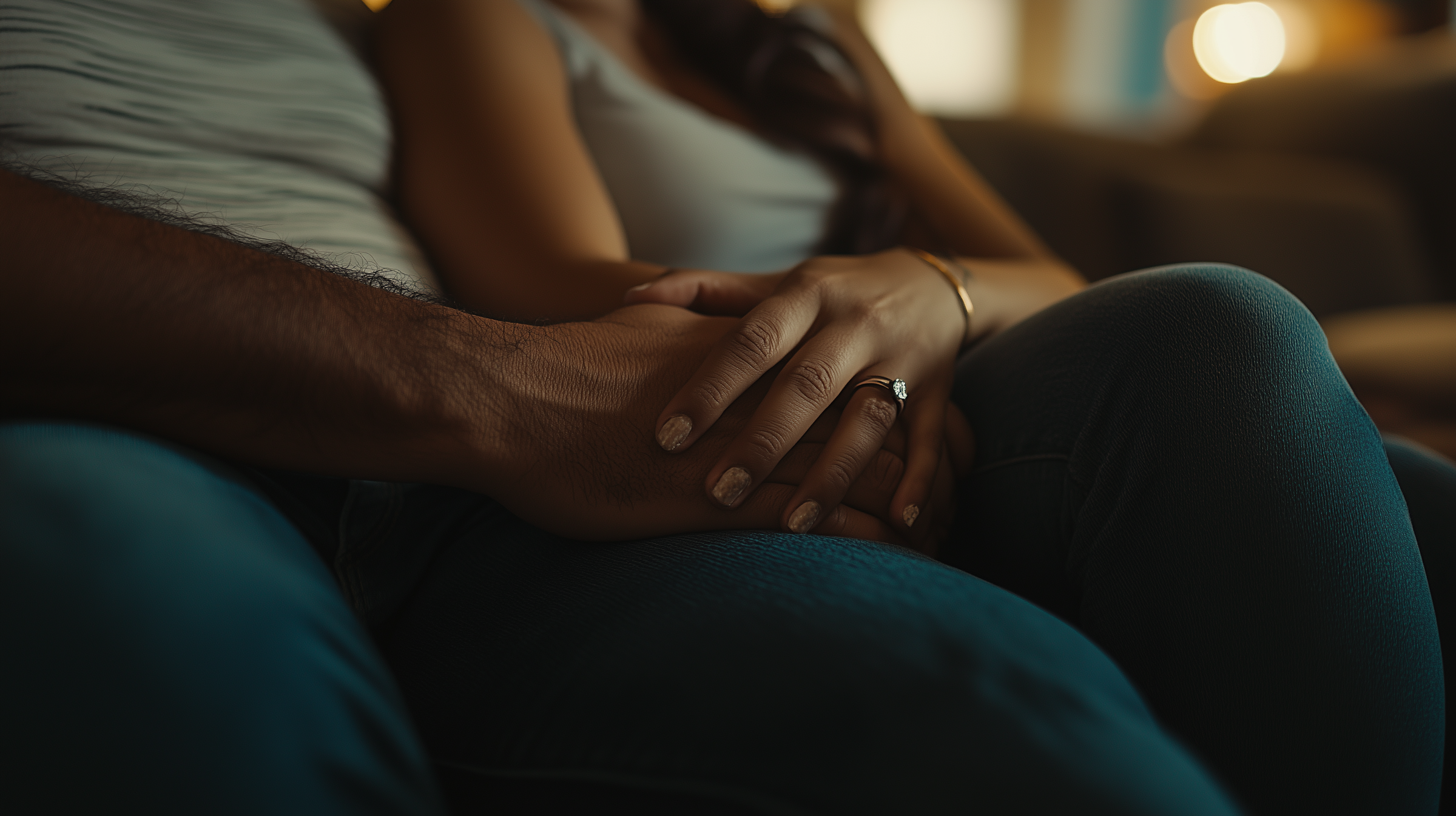 A couple sitting on a couch together | Source: Midjourney