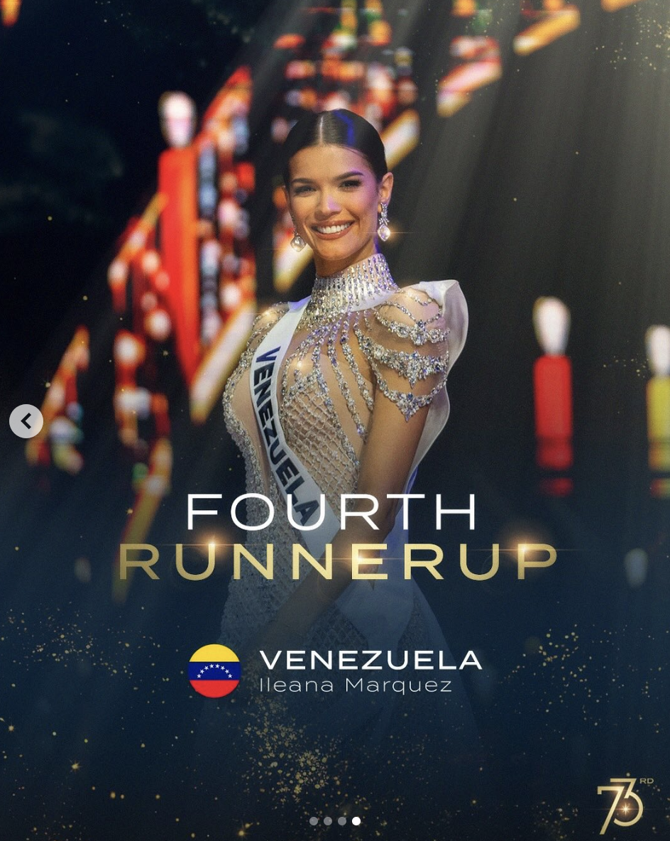 The fourth runner-up, Ileana Marquez, from Venezuela, as seen in a photo shared on November 17, 2024 | Source: Instagram/missuniverse