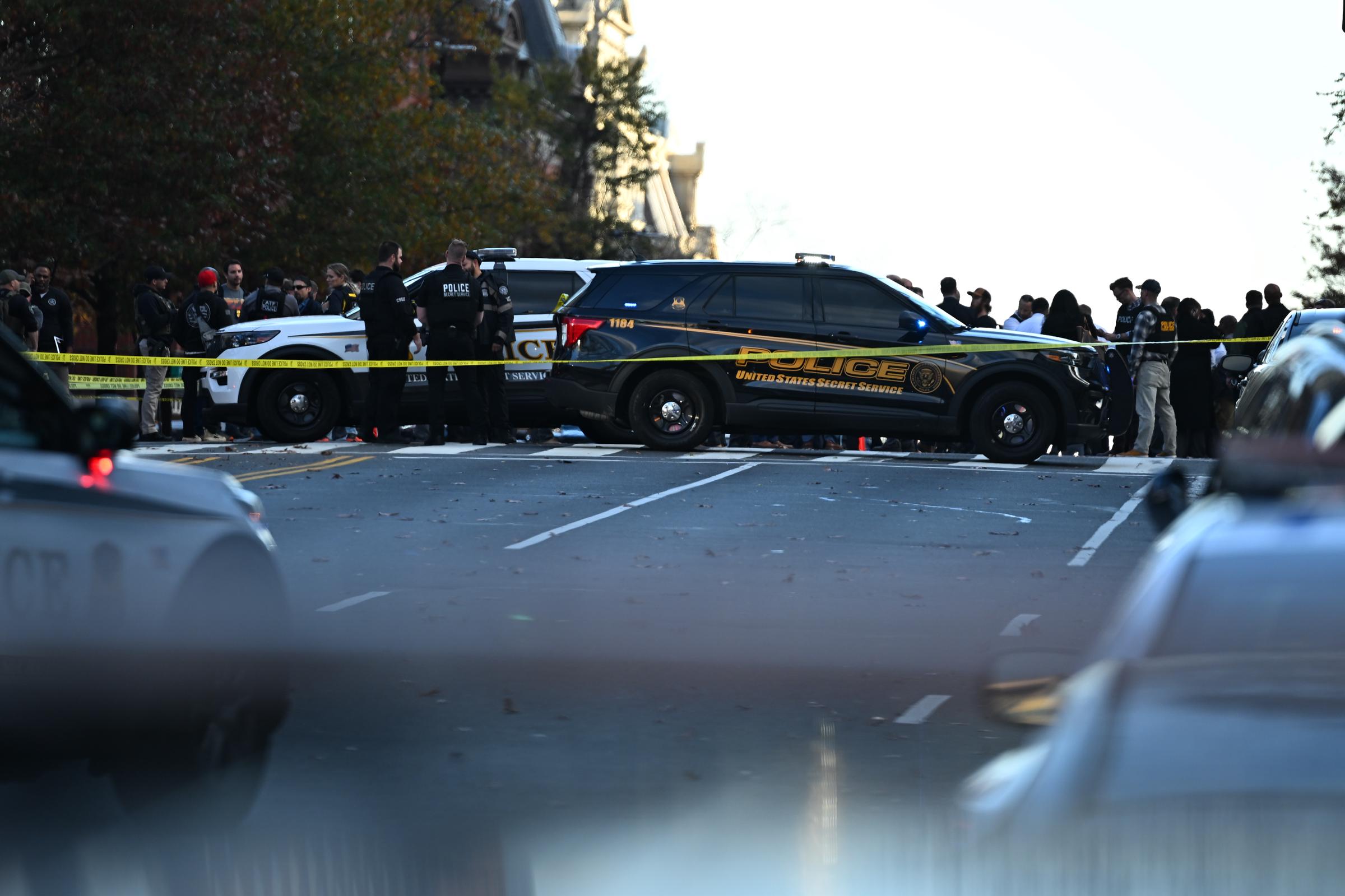 A view of the scene after two members of the US National Guard were shot and 'critically wounded' near the White House in Washington, DC, on November 26, 2025 | Source: Getty Images