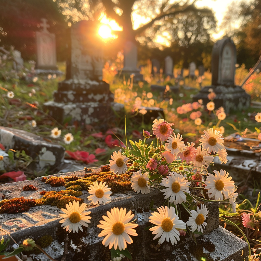 Daises on Tom's grave | Source: Midjourney