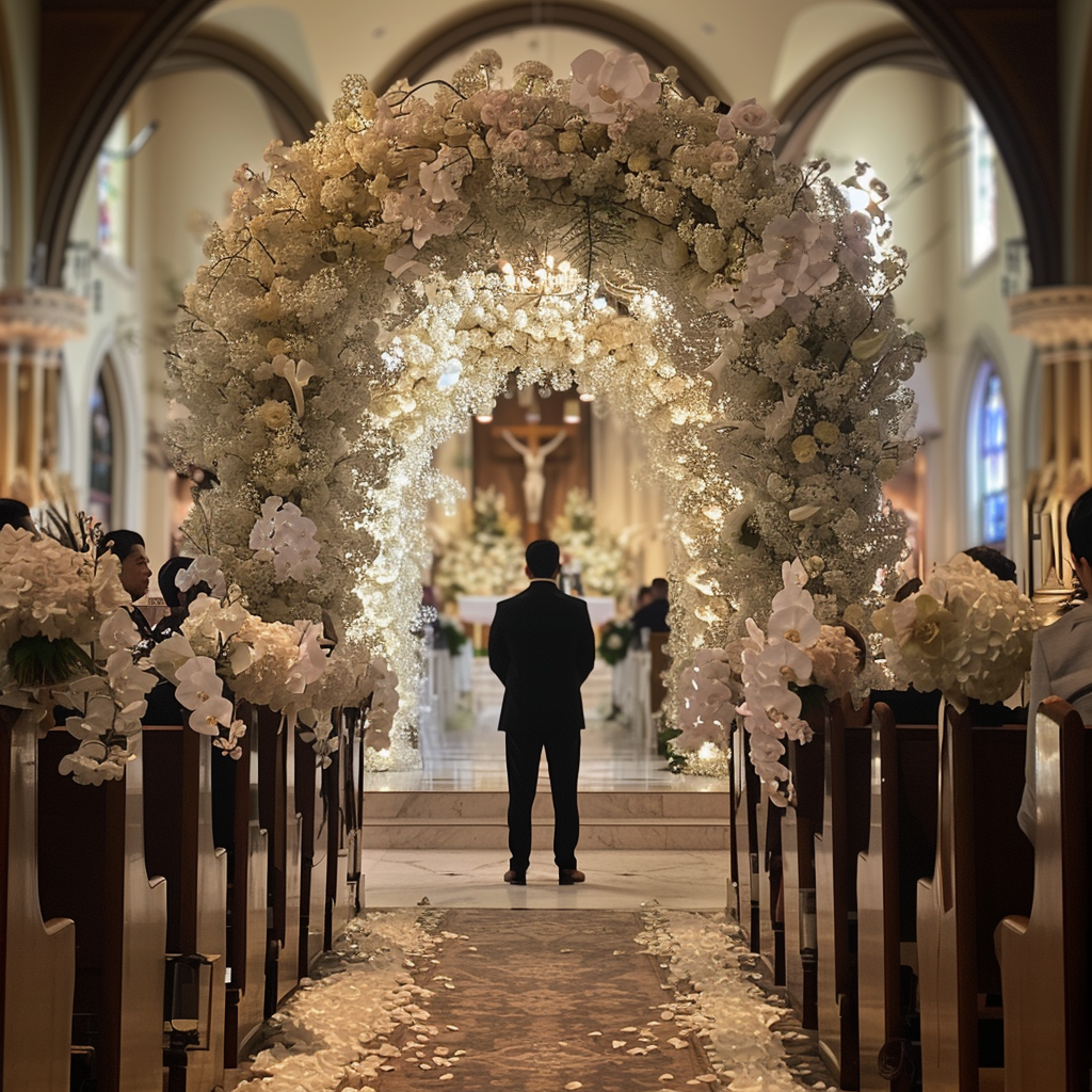 A groom standing at the altar | Source: Midjourney