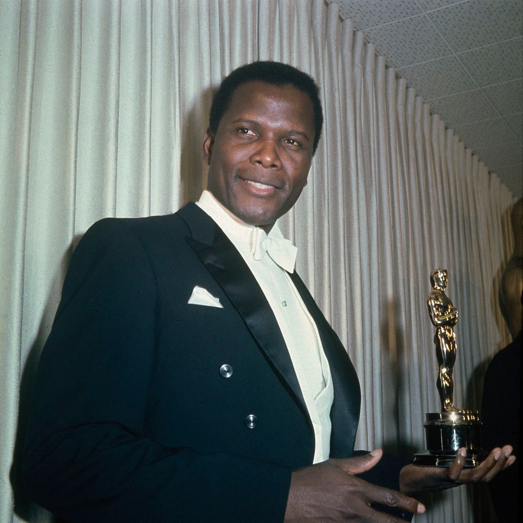 Sidney Poitier during the 39th Academy Awards in Santa Monica, Los Angeles, 10th April 1967. He is presenting the award for Best Supporting Actress. | Source: Getty Images