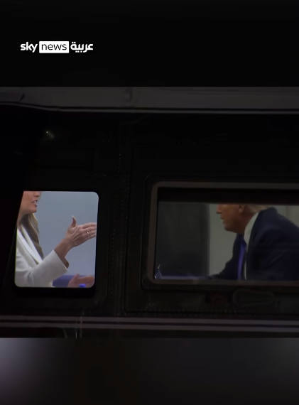 Melania and Donald Trump having a discussion aboard Marine One. | Source: TikTok/@skynewsarabia
