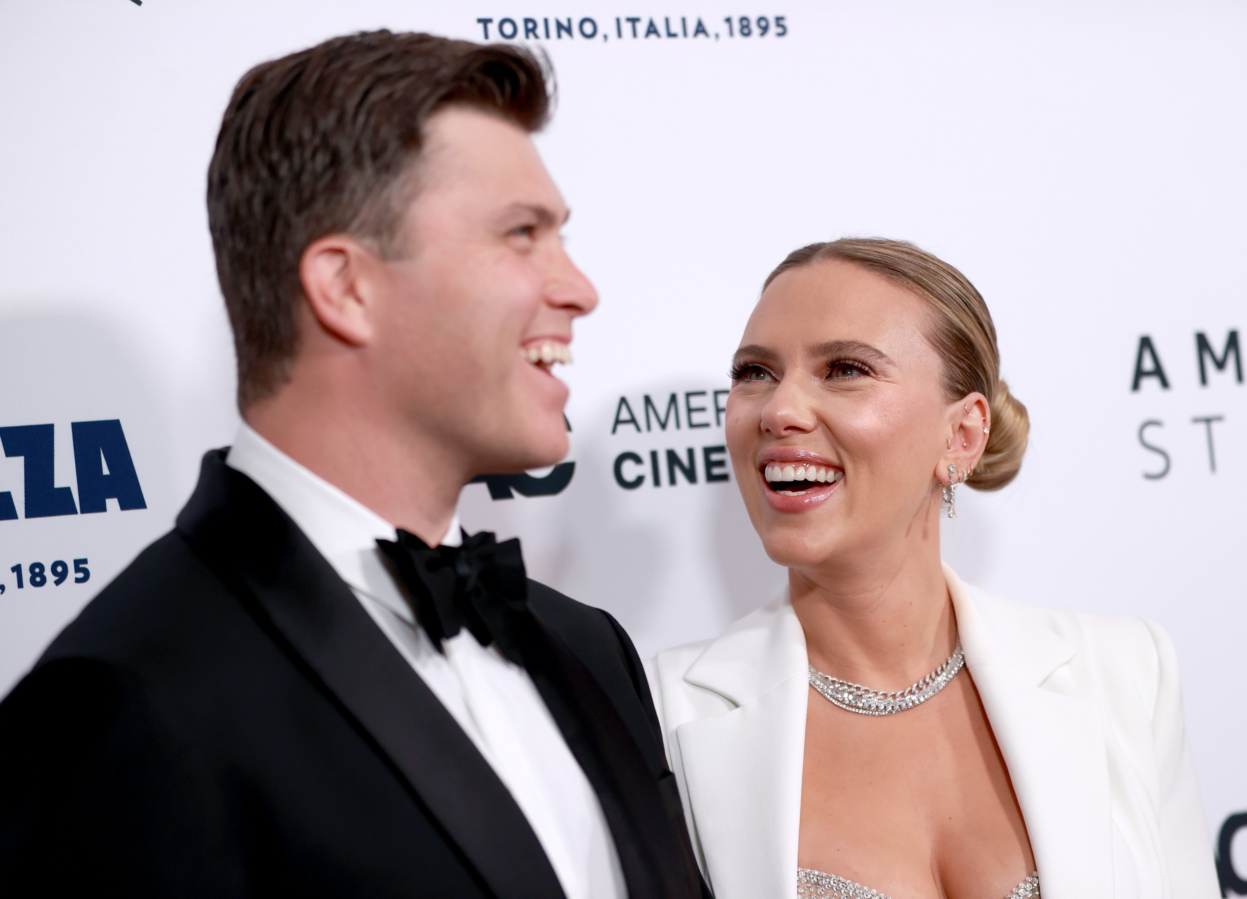 Colin Jost and Scarlett Johansson attend the 35th Annual American Cinematheque Awards Honoring Scarlett Johansson at The Beverly Hilton on November 18, 2021, in Beverly Hills, California. Source: Getty Images