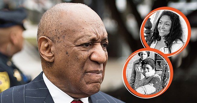 Bill Cosby arrives to the pretrial hearing for his sexual assault trial at Montgomery County Courthouse on March 29, 2018. [Left] | Photo of Bill Cosby's late daughter, Ensa Cosby McLean. [Circle] | Photo of Bill Cosby's son Erinn with his father and siblings. [Circle] | Photo: Getty Images  facebook.com/martinlmclean