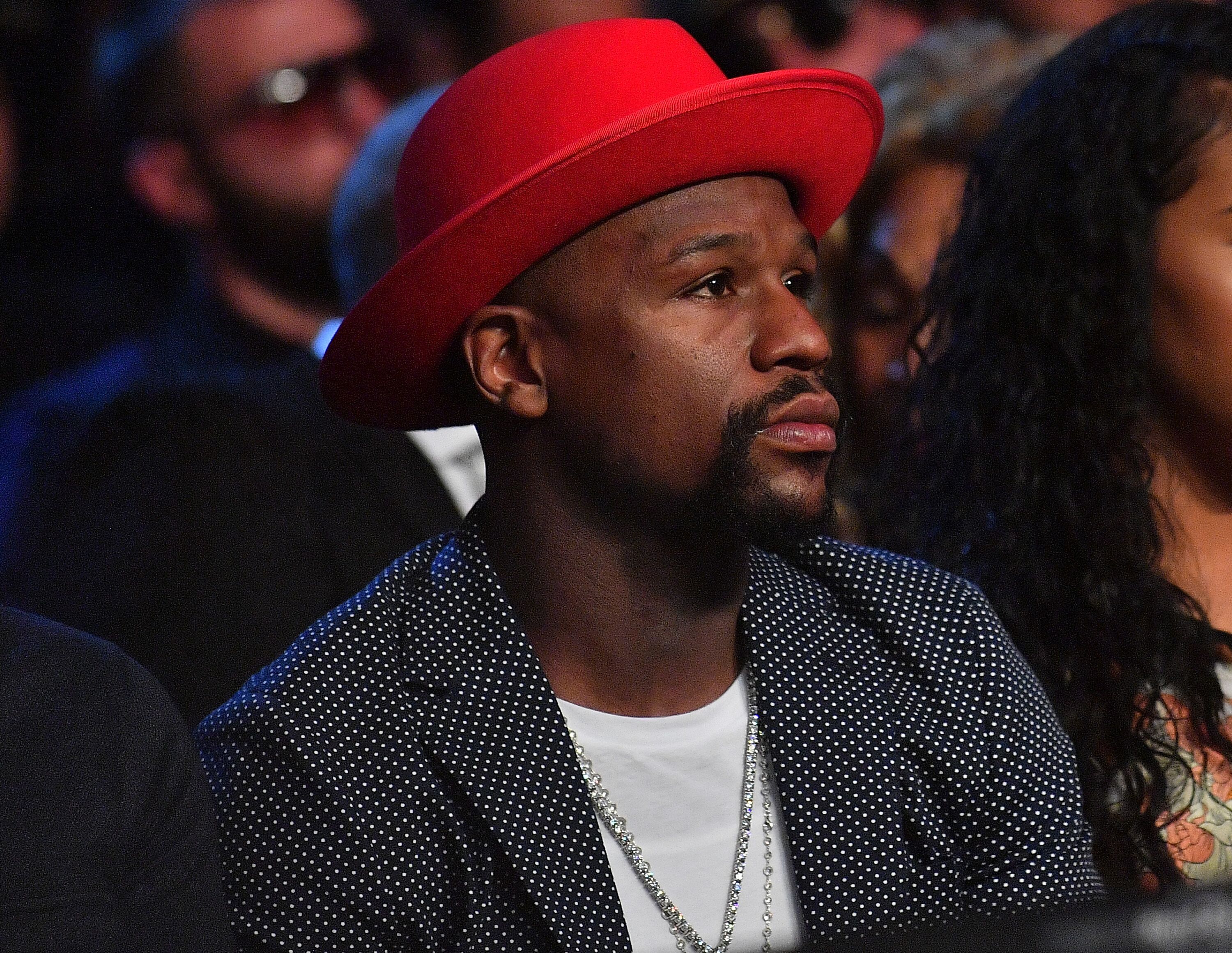 Floyd Mayweather Jr. looks on during the junior middleweight bout at The Joint inside the Hard Rock Hotel & Casino on April 7, 2018 in Las Vegas, Nevada. | Source: Getty Images