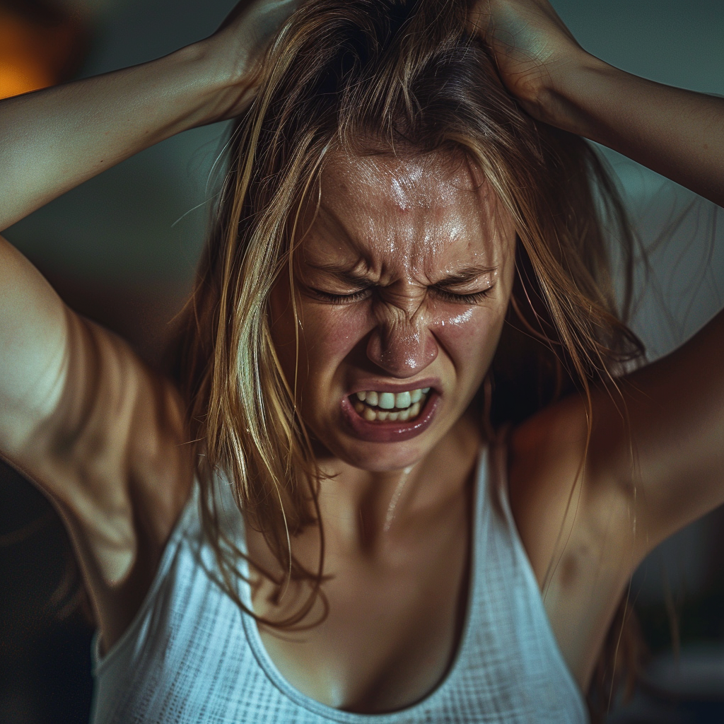 An angry woman pulling her hair | Source: Midjourney