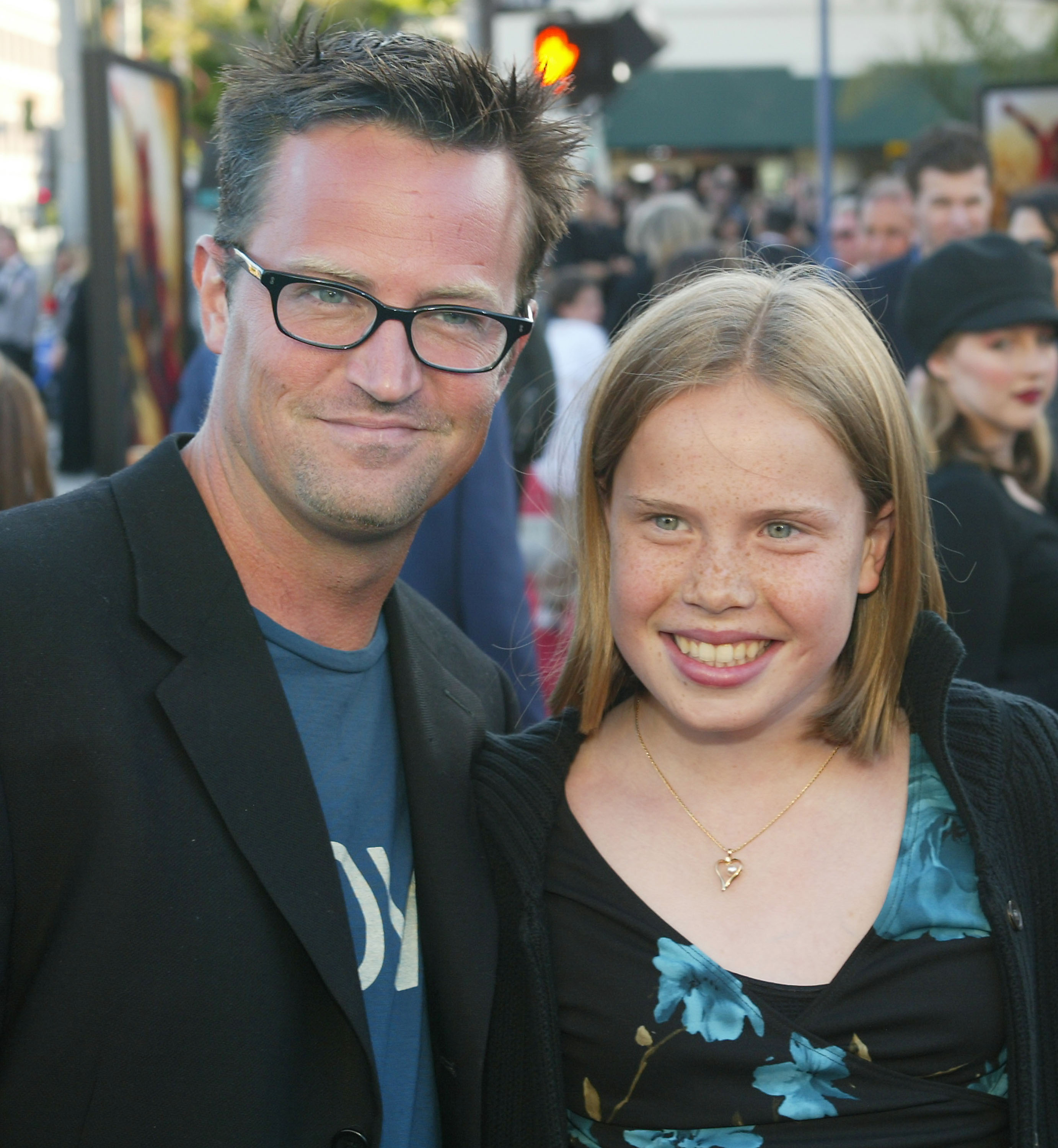 Matthew Perry and his sister Madelyn Morrison during the "Spider-Man" premiere on April 29, 2002 in Westwood, California | Source: Getty Images
