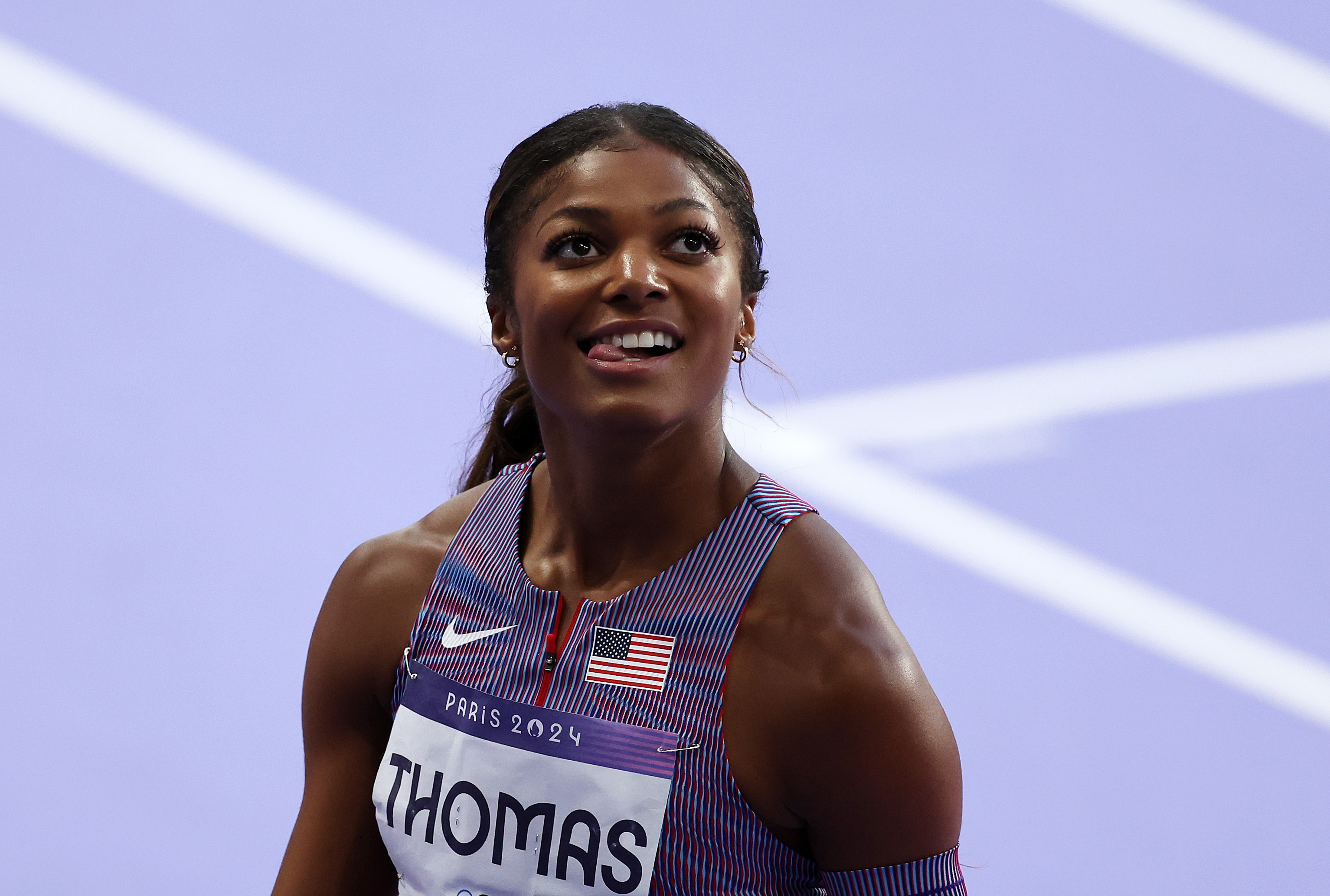 Gabrielle Thomas of Team United States after the Women's 200-meter Semi-Final on day ten of the Olympic Games Paris 2024, on August 5 in France. | Source: Getty Images