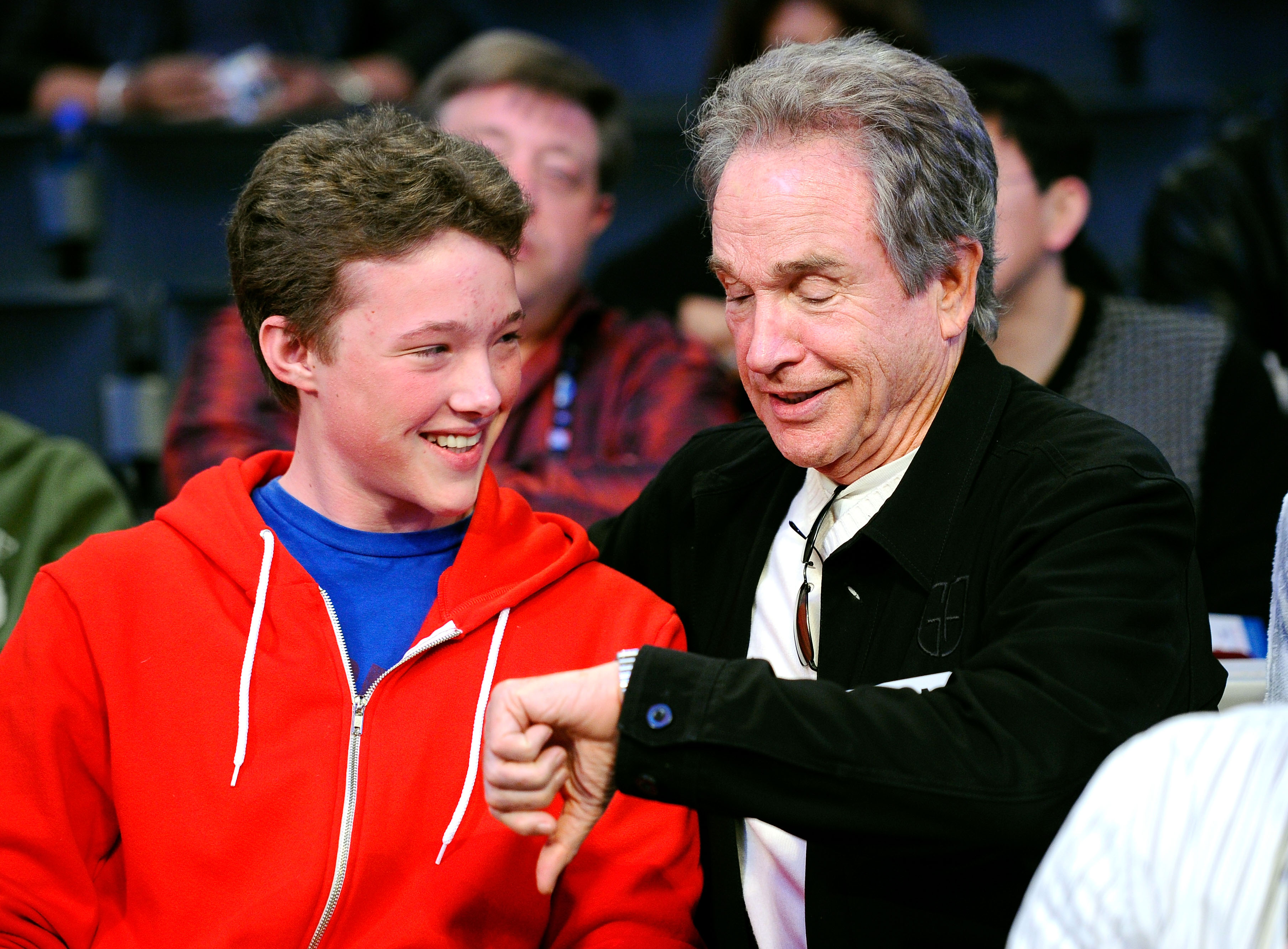Warren Beatty and his son Benjamin during the 2011 NBA All-Star game at Staples Center on February 20, 2011 in Los Angeles, California | Source: Getty Images