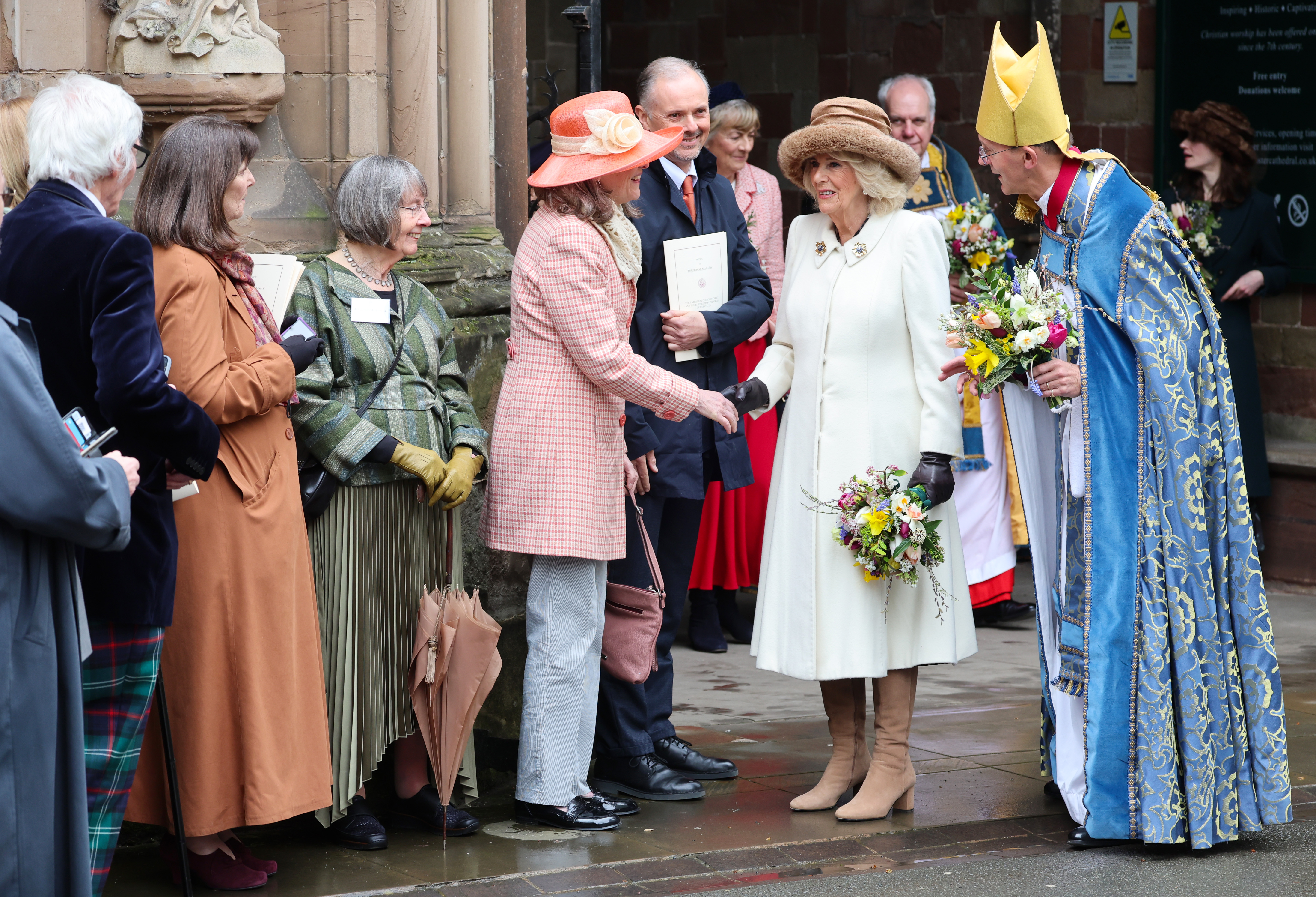 Queen Camilla Attends The Royal Maundy Service At Worcester Cathedral on March 28, 2024 in Worcester, England. | Source: Getty Images