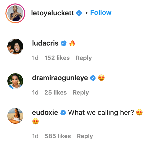 Ludacris and his wife Eudoxie's comments on LeToya Luckett's post. | Source: Instagram/letoyaluckett