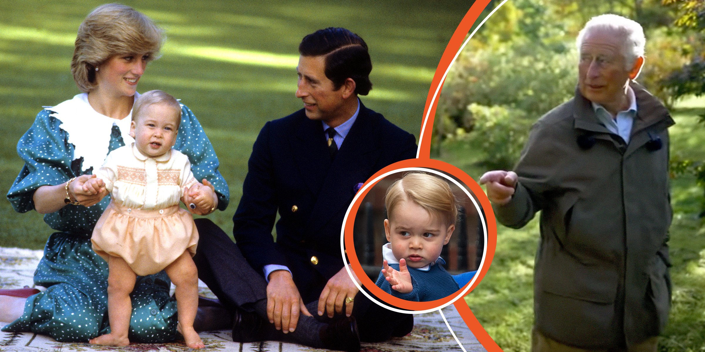König Charles III., Prinzessin Diana und Prinz William | Prinz George | König Charles III. | Quelle: Getty Images | Youtube.com/BBC-News