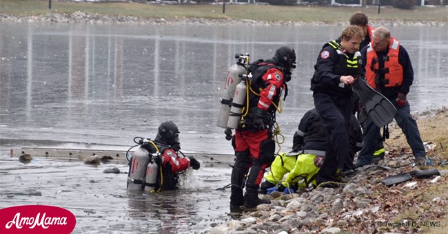 Ein Mann, der in den eiskalten Teich sprang, um den ertrinkenden Hund zu retten, verstarb