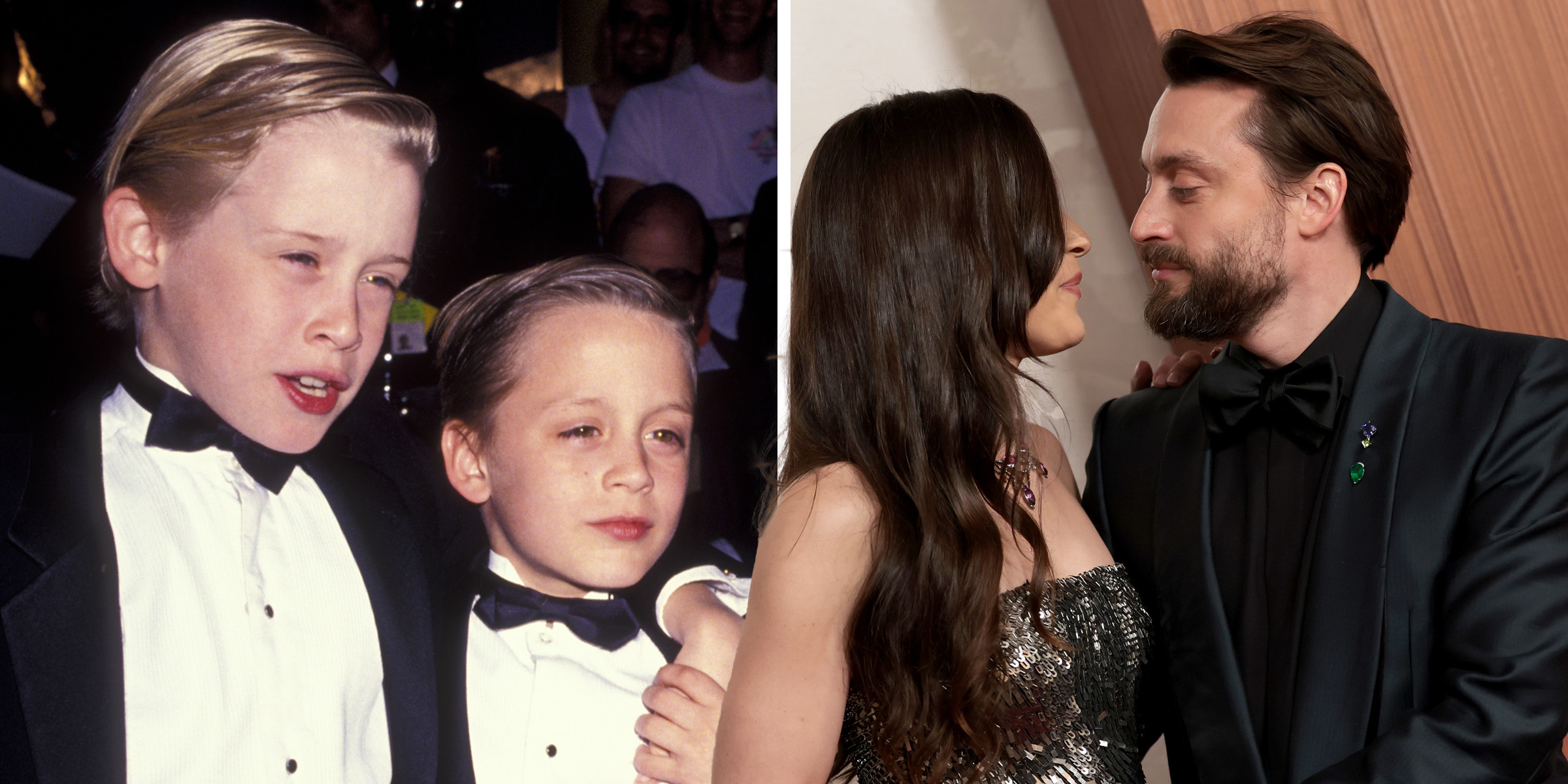 Macaulay Culkin and Kieran Culkin, 1991 | Jazz Charton and Kieran Culkin, 2025 | Source: Getty Images