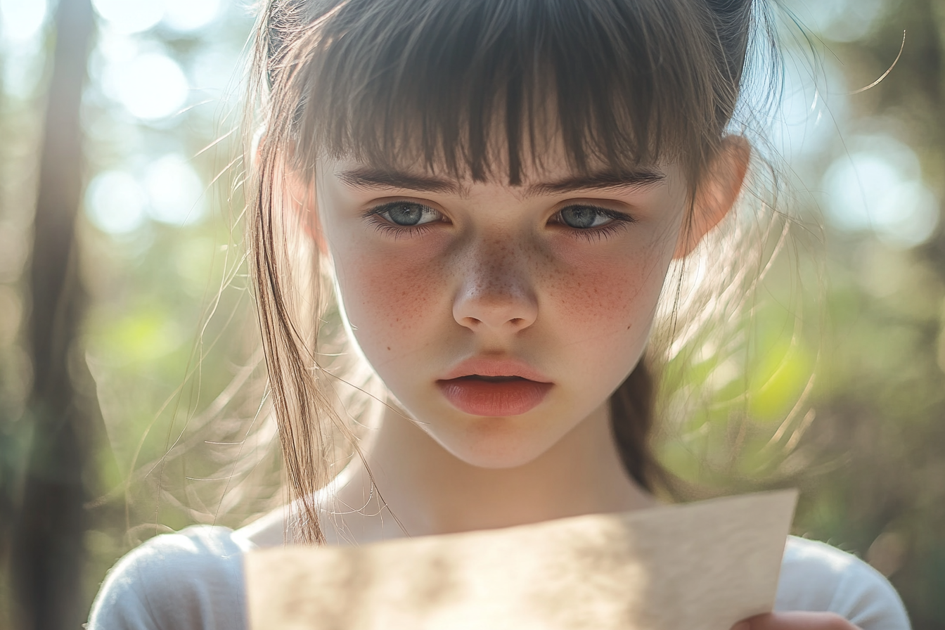 A girl reading a note | Source: Midjourney