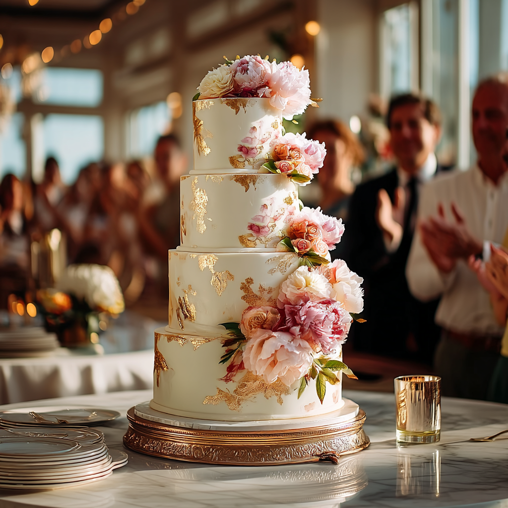 Guests clapping while looking at a cake | Source: Midjourney