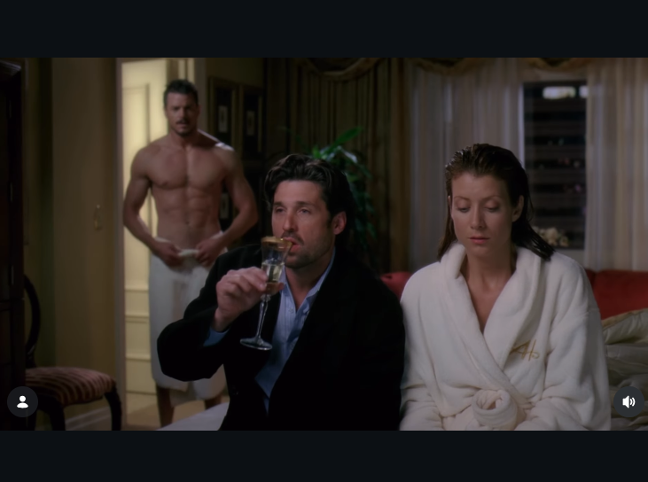 Mark Sloan appears in a hotel room scene with Derek Shepherd and Addison Montgomery, one of his most memorable early storylines. | Source: Instagram/greysabc