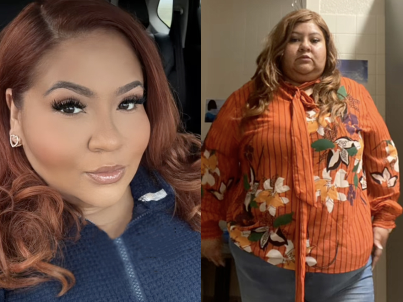 A TikToker's before-and-after photos: single vs. in a relationship. | Source: TikTok/thevanessaluxe