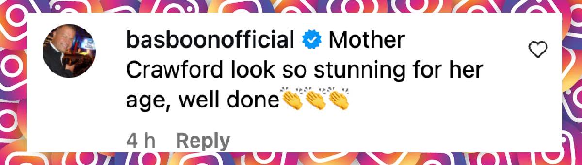 A netizen comments on Cindy Crawford's look, dated November 3, 2025 | Source: Instagram/entertainmenttonight