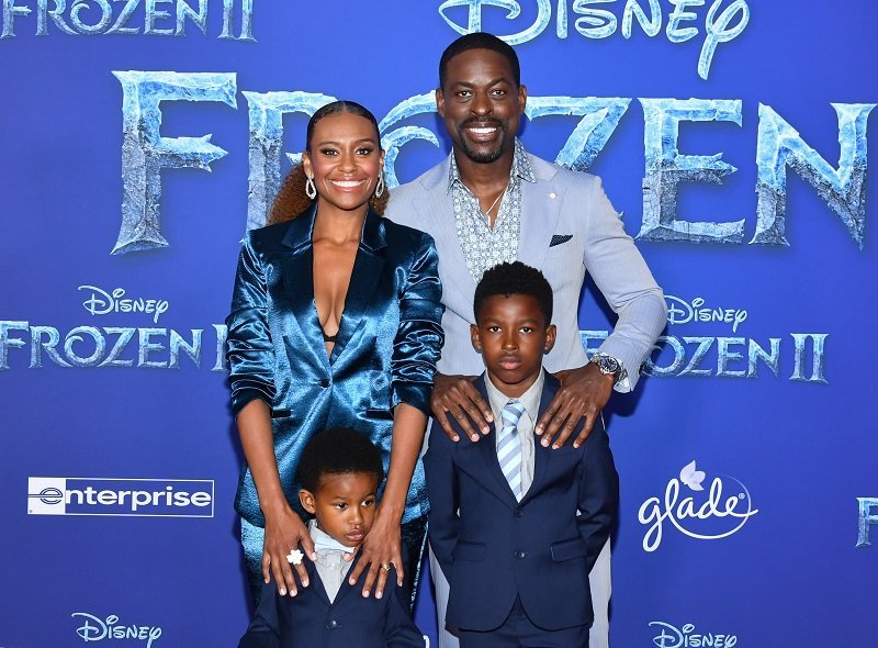 Ryan Michelle Bathe and Sterling K. Brown with their sons on November 7, 2019 in Hollywood, California. | Source: Getty Images