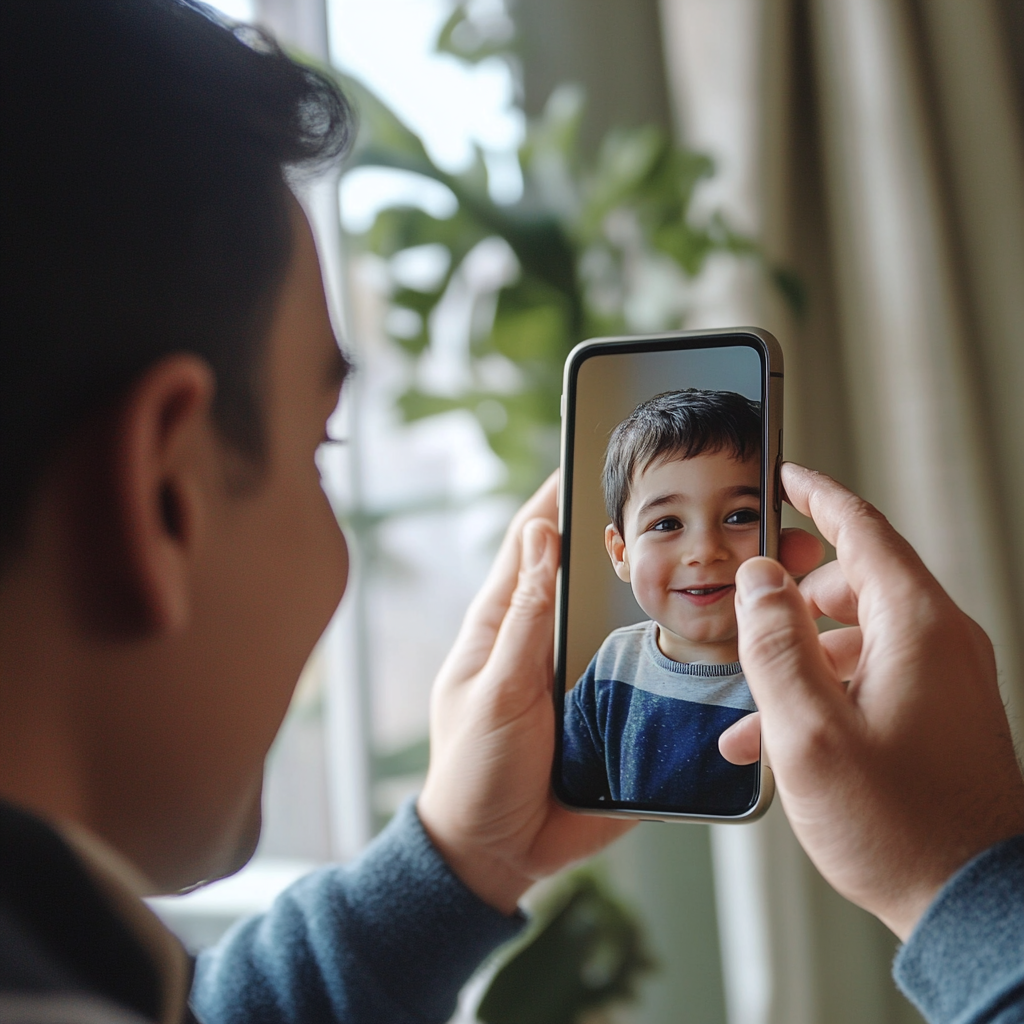 Dad having a call with his son | Source: Midjourney