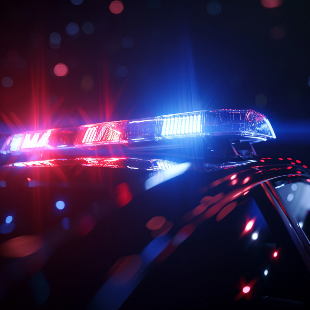 A police car with lights | Source: Midjourney