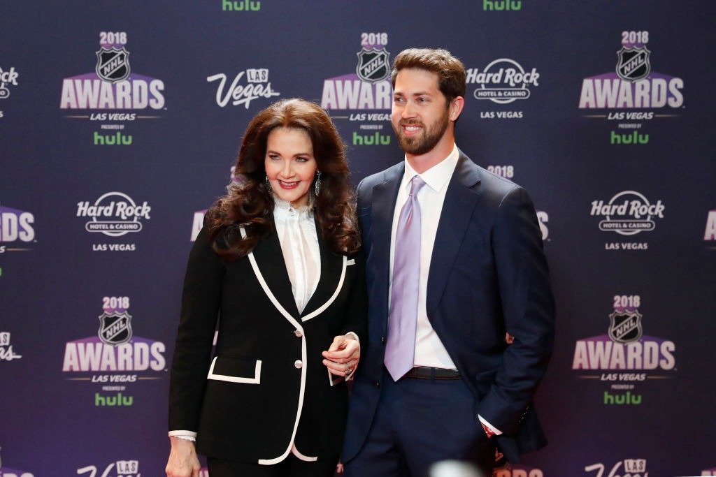  Lynda Carter poses for photos on the red carpet with her son James Altman at the 2018 NHL Awards presented by Hulu at The Joint, Hard Rock Hotel & Casino on June 20, 2018 in Las Vegas, Nevada. | Source: Getty Images