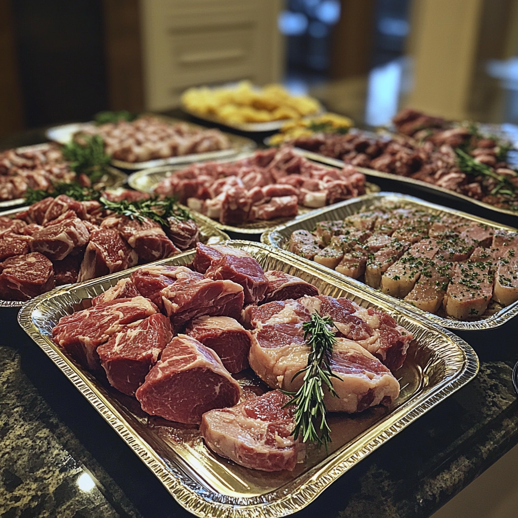 Platters of meat for a grill | Source: Midjourney