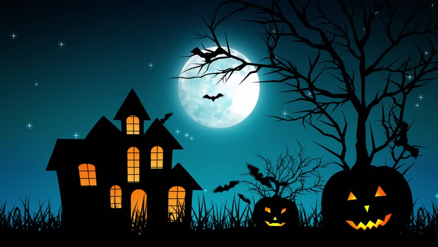 Halloween background animation with the concept of Spooky Pumpkins, Moon and Bats and Haunted Castle | Photo: Shutterstock